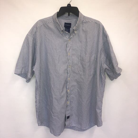 Catalina Button Up Adult XL Mens Short Sleeve Cotton Button Down Striped Shirt - Picture 1 of 10